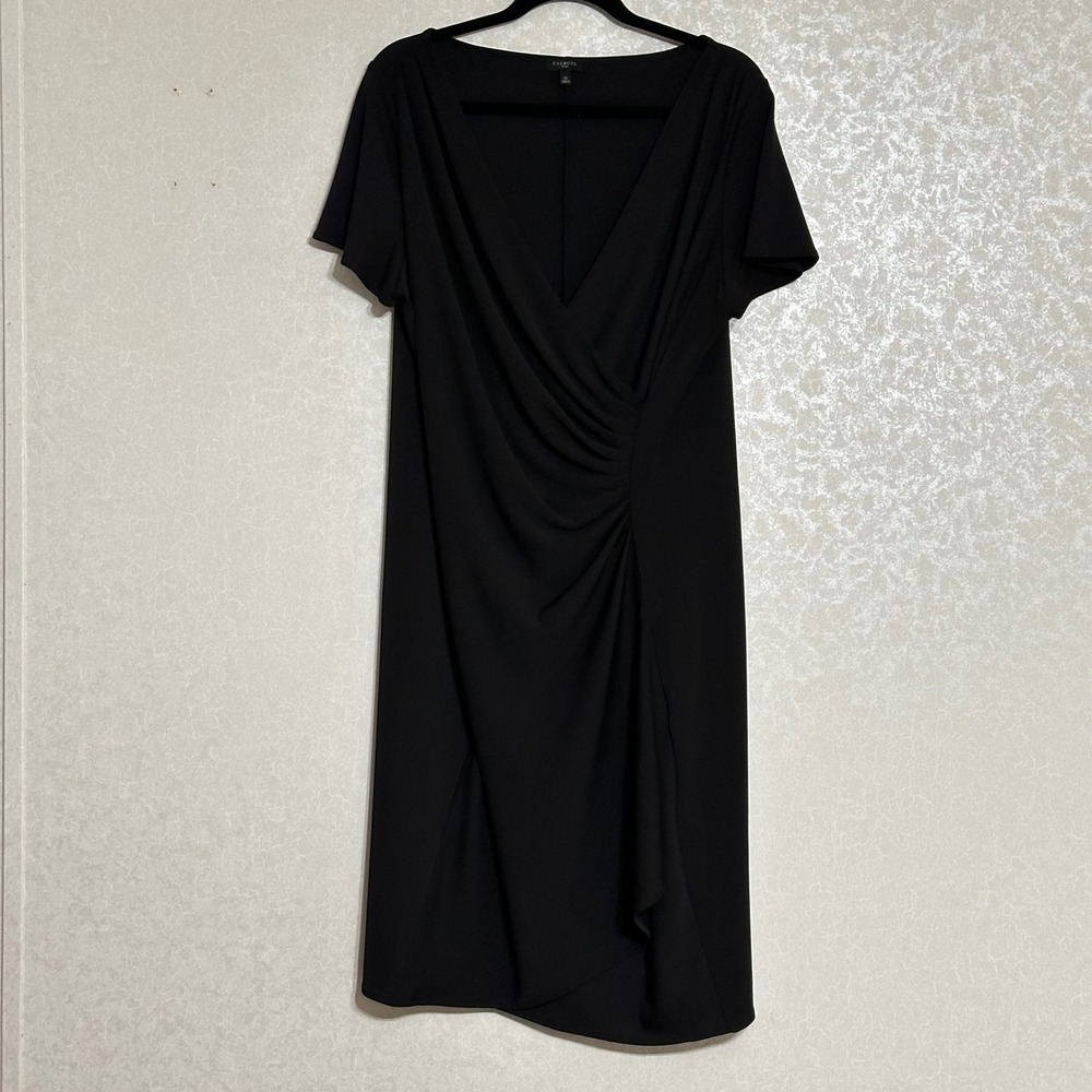 Talbots Black Midi Dress with Draped Front